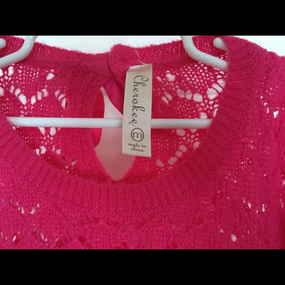 Cherokee Girls M 6/8 open knit sweater w/satin bow - Picture 3 of 7